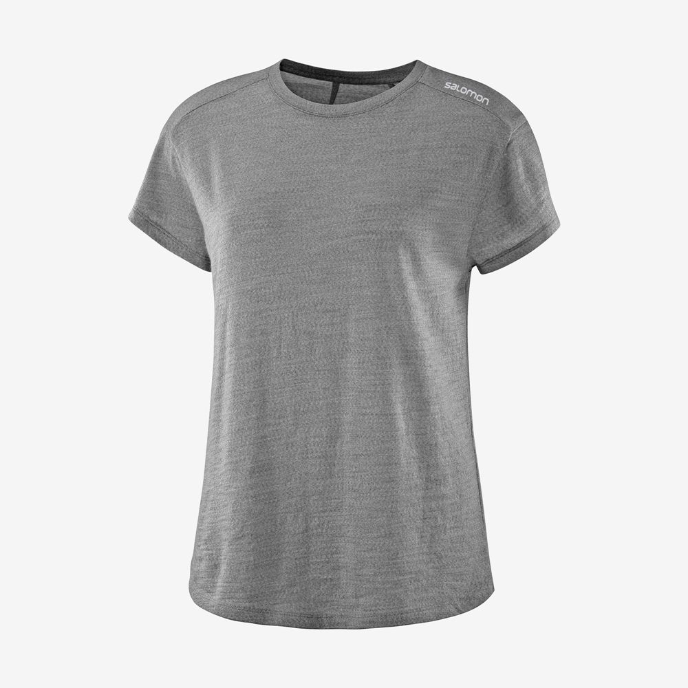 Salomon Israel OUTLIFE MERINO SS W - Womens T shirts - Mid Grey (ZTXU-26783)